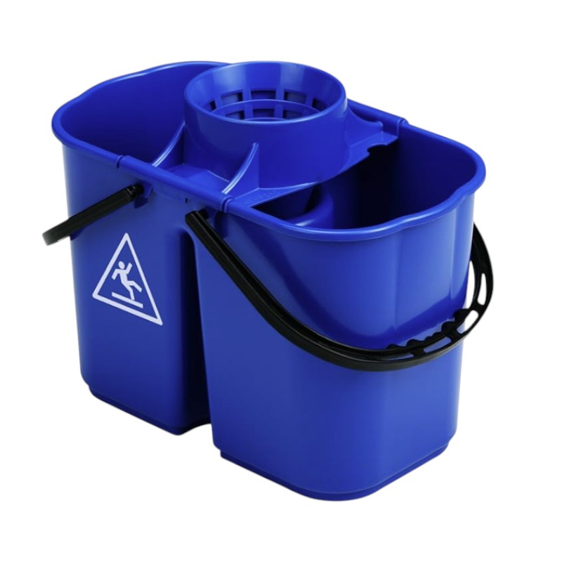 Fox-emmer - Twee bakken (8 l en 6 l) - Blauw - Met wringer